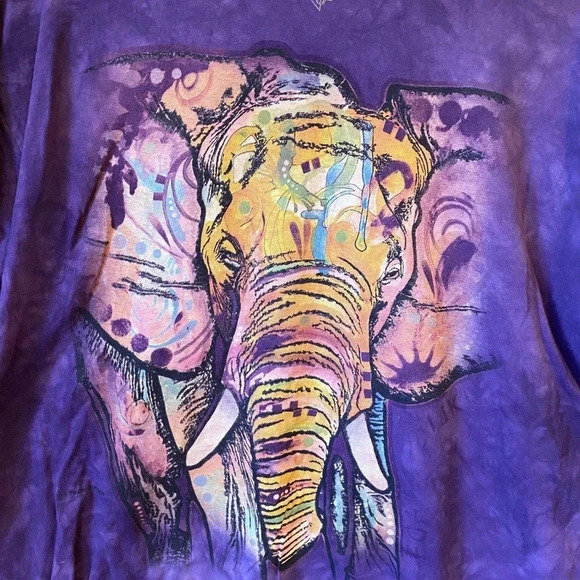 Cotton Tied Dyed Elephant’s Head Shirt Summer Vacation Unisex Adult Size XL - Picture 5 of 5